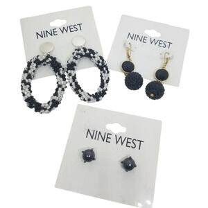 NINE WEST NWT BLACK COLLECTION 3 PAIR EARRINGS BUNDLE
